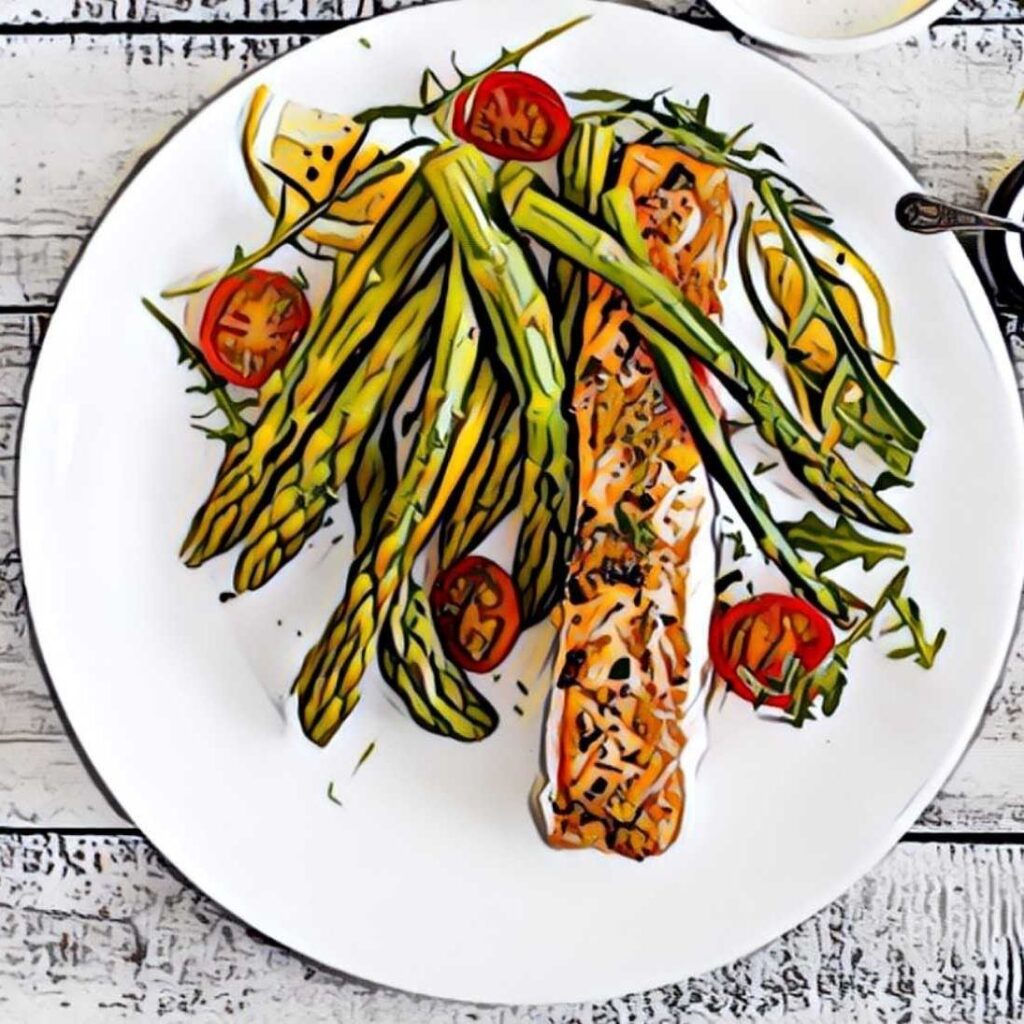 Grilled salmon with green beans